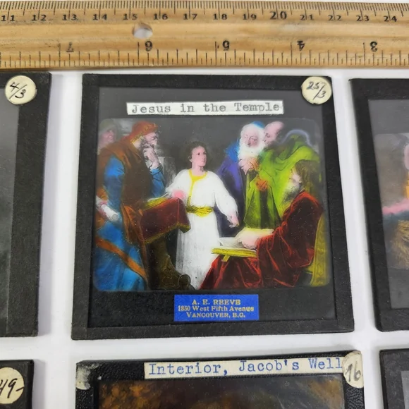 Antique Magic Lantern Slides Religious Biblical Set Reeve Vancouver Glass 8pcs - Picture 8 of 16